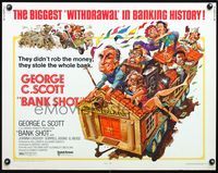5s053 BANK SHOT 1/2sh '74 wacky art of George C. Scott taking the whole bank by Jack Davis!