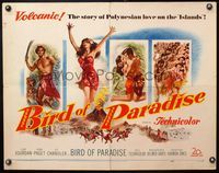 5s069 BIRD OF PARADISE 1/2sh '51 art of barechested Louis Jourdan & tropical sexy Debra Paget!