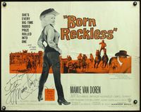 5s078 BORN RECKLESS signed 1/2sh '59 by sexy rodeo cowgirl Mamie Van Doren in a tight pair of pants!