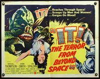5s279 IT! THE TERROR FROM BEYOND SPACE 1/2sh '58 great artwork of wacky monster with victim!