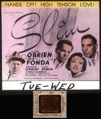 5v055 SLIM glass slide '37 Pat O'Brien, Henry Fonda, Margaret Lindsay, Erwin, high-power line men!