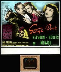 5v057 STAGE DOOR glass slide '37 Katharine Hepburn, Ginger Rogers, Adolphe Menjou