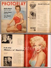 5v128 PHOTOPLAY magazine August 1954, sexy Terry Moore in swimsuit + sexiest Marilyn Monroe!