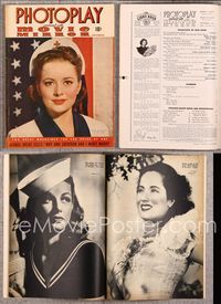 5v145 PHOTOPLAY magazine September 1941, portrait of nurse Olivia deHavilland by American flag!