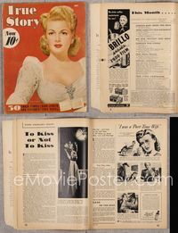 5v158 TRUE STORY magazine May 1942, great image of sexy Lana Turner in sheer white dress!