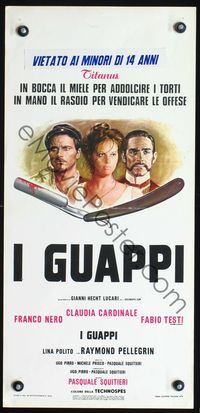 5w476 BLOOD BROTHERS Italian locandina '74 I Guappi, artwork of Franco Nero, Claudia Cardinale!