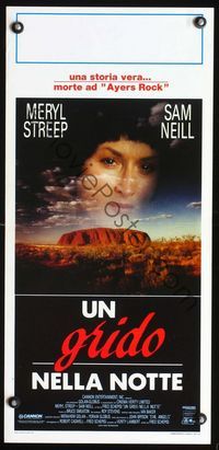 5w498 CRY IN THE DARK Italian locandina '89 Meryl Streep's baby is eaten by dingos, true story!