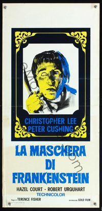 5w499 CURSE OF FRANKENSTEIN Italian locandina R70 Peter Cushing, cool close up monster artwork!