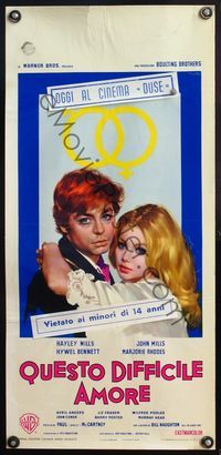 5w526 FAMILY WAY Italian locandina '66 Boulting Brothers, cool art of Hayley & John Mills!