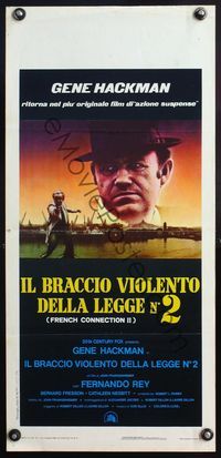 5w541 FRENCH CONNECTION II Italian locandina '75 Frankenheimer, different art of Gene Hackman!