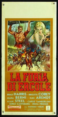5w542 FURY OF HERCULES Italian locandina '63 La Furia di Ercole, cool Gasparri sword & sandal art!