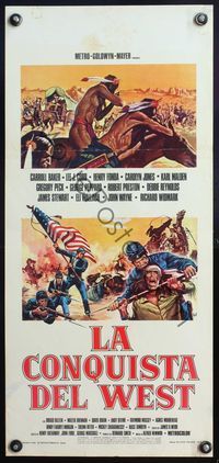 5w574 HOW THE WEST WAS WON Italian locandina R75 different Aller art from John Ford epic!