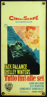 5w575 I DIED A THOUSAND TIMES Italian locandina R1959 art of Jack Palance & Winters by Martinati!