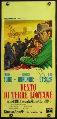 5w585 JUBAL Italian locandina '56 different art of cowboy Glenn Ford w/sexy Felicia Farr!