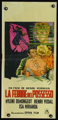5w592 KISS FOR A KILLER Italian locandina '57 Une manche et la belle, art of Mylene Demongeot!