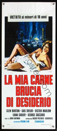 5w595 LA MIA CARNE BRUCIA DI DESIDERIO Italian locandina '76 sexy Piovano art of girl in sheet!