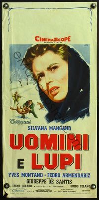 5w625 MEN & WOLVES Italian locandina '59 Uomini e lupi, close up art of Silvana Mangano by Manno!