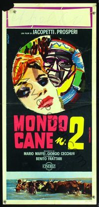 5w635 MONDO CANE 2 Italian locandina '64 bizarre human oddities, twice as shocking!