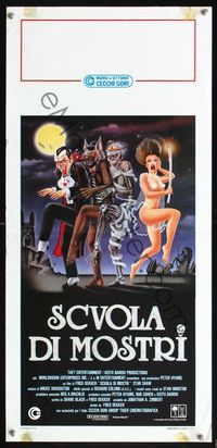 5w637 MONSTER SQUAD Italian locandina '87 wild Cecchini art of all the great horror monsters!