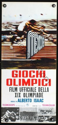 5w645 OLYMPICS IN MEXICO Italian locandina '69 Olimpiada en Mexico, cool hurdle jumping image!