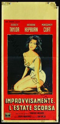 5w657 SUDDENLY LAST SUMMER Italian locandina '60 Mankiewicz, sexy art of Elizabeth Taylor!