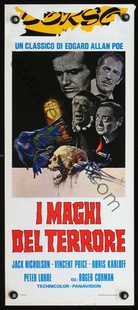 5w664 RAVEN Italian locandina R77 artwork of Boris Karloff, Vincent Price & Peter Lorre!