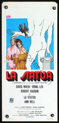 5w707 STATUE Italian locandina '71 wacky Gasparri art of David Niven & Virna Lisi!