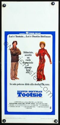 5w734 TOOTSIE Italian locandina '82 full-length Dustin Hoffman as himself and in drag!