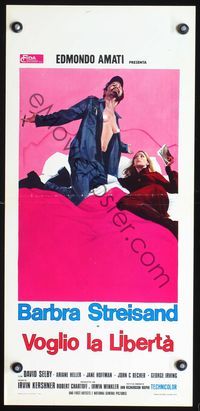 5w745 UP THE SANDBOX Italian locandina '73 bizarre artwork of Barbra Streisand in bed!