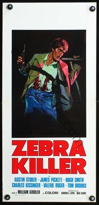 5w757 ZEBRA KILLER Italian locandina '74 cool crime artwork of Austin Stoker by Piovano!