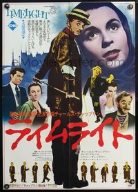 5w268 LIMELIGHT Japanese R73 different full-length image of Charlie Chaplin & pretty Claire Bloom!