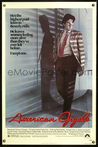 5x042 AMERICAN GIGOLO 1sh '80 handsomest male prostitute Richard Gere is being framed for murder!