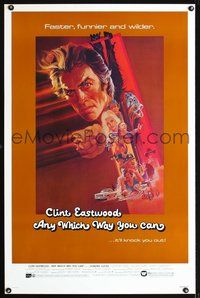 5x052 ANY WHICH WAY YOU CAN 1sh '80 cool artwork of Clint Eastwood & Clyde by Bob Peak!