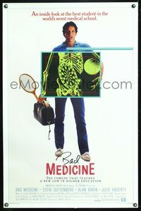 5x070 BAD MEDICINE 1sh '85 wacky x-ray of medical student Steve Guttenberg!