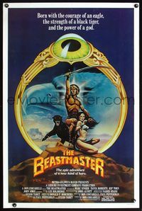 5x079 BEASTMASTER int'l 1sh '82 cool fantasy art of barechested Marc Singer & sexy Tanya Roberts!