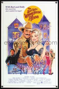 5x086 BEST LITTLE WHOREHOUSE IN TEXAS 1sh '82 art of Burt Reynolds & Dolly Parton by Gouzee!