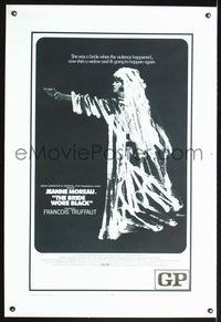 5z057 BRIDE WORE BLACK linen 1sh '68 Truffaut, full-length killer bride Jeanne Moreau pointing gun!