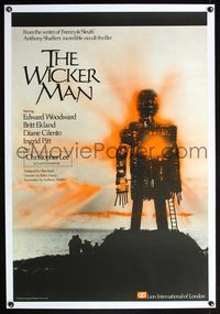 5z384 WICKER MAN linen English 1sh '74 Anthony Shaffer cult horror classic, best different image!