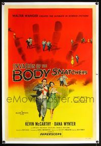 5z177 INVASION OF THE BODY SNATCHERS linen 1sh '56 classic horror, the ultimate in science-fiction!