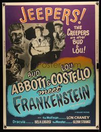 6a096 ABBOTT & COSTELLO MEET FRANKENSTEIN 30x40 R56 plus the Wolfman & Dracula are after Bud & Lou!