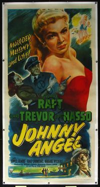 6a140 JOHNNY ANGEL linen 3sh '45 cop George Raft & sexy French Claire Trevor in New Orleans!