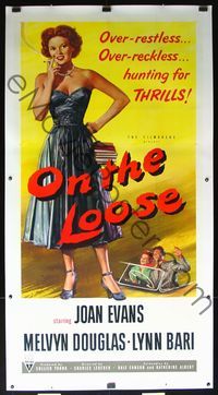 6a143 ON THE LOOSE linen 3sh '51 sexy Joan Evans is a school girl by day & thrill seeker by night!