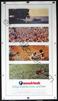6a151 WOODSTOCK linen 3sh '70 four great images of the most famous rock & roll concert ever!