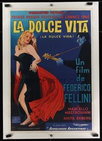 6a255 LA DOLCE VITA linen art style Argentinean '61 Fellini, different art of dancing Anita Ekberg!