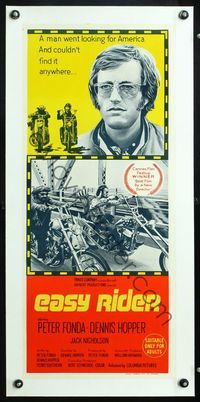 6a217 EASY RIDER linen Aust daybill '69 Peter Fonda, biker classic directed by Dennis Hopper!