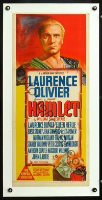 6a220 HAMLET linen Aust daybill '48 Laurence Olivier in Shakespeare classic, Best Picture winner!
