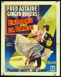 6a407 BARKLEYS OF BROADWAY linen Belgian '49 different art of Fred Astaire & Ginger Rogers dancing!