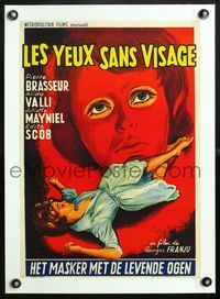 6a415 EYES WITHOUT A FACE linen Belgian '62 Georges Franju's Les Yeux Sans Visage, best art!