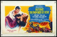 6a418 GONE WITH THE WIND linen Belgian R60s different art of Clark Gable carrying Vivien Leigh!