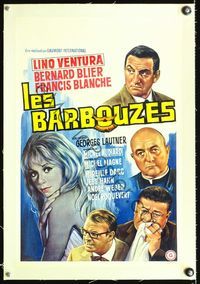 6a420 GREAT SPY CHASE linen Belgian '64 Lino Ventura, Mireille Darc, sexy Cold War spy spoof!